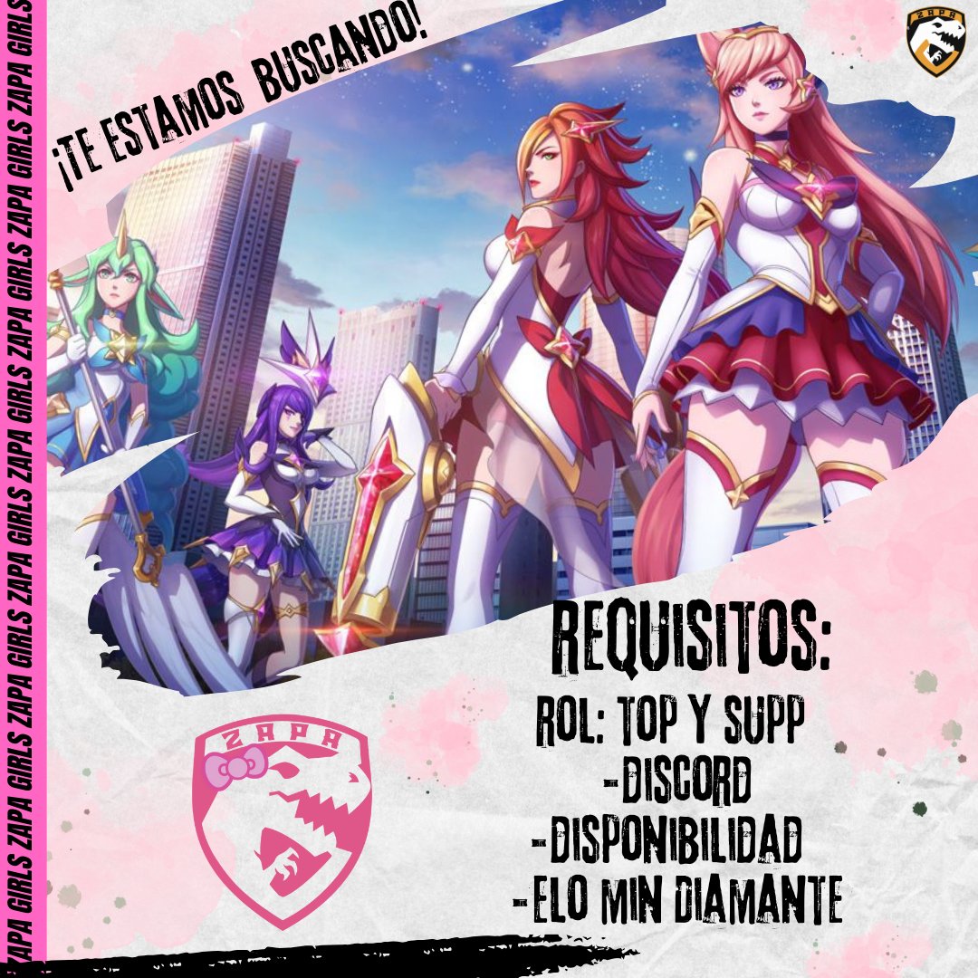 📢 Reclutamiento Abierto – Zapa Girls

Estamos en búsqueda de nuevas jugadoras para reforzar nuestro roster competitivo de cara a la próxima temporada:

🔹 Top Laner
🔹 Support 

📬 Interesadas, por favor enviar mensaje directo o contactar vía Discord.

#ZapaGirls #WildRift