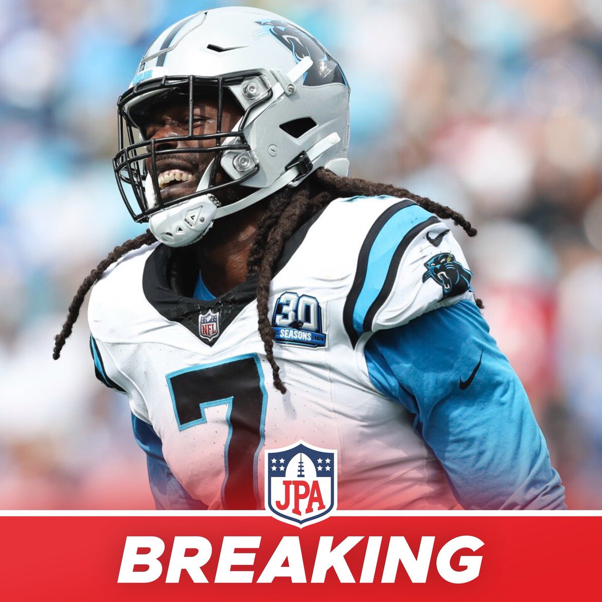 jasrifootball's tweet image. 𝗕𝗥𝗘𝗔𝗞𝗜𝗡𝗚: The #Panthers are releasing veteran pass rusher Jadeveon Clowney, according to @Schultz_Report 

He should find a home quickly.