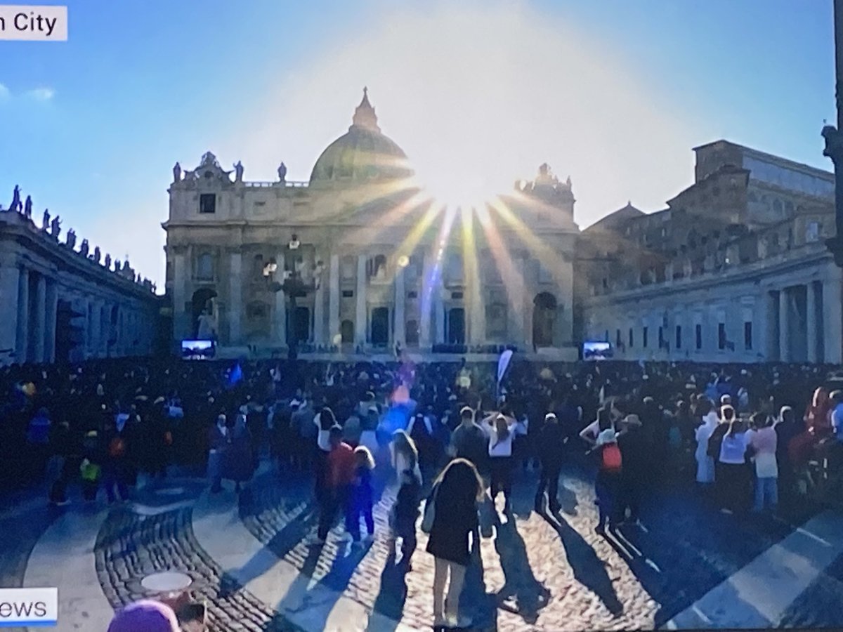 Rome’s evening sun welcoming the new Pope. #VaticanCity #VaticanNews