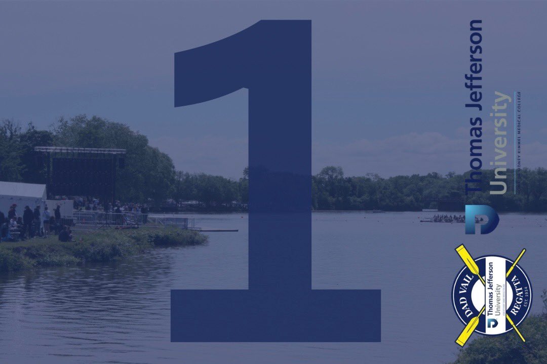 Jefferson Dad Vail Regatta (@dadvailr) on Twitter photo 1️⃣ day to the Jefferson Dad Vail Regatta!
<a href="/JeffersonUniv/">Thomas Jefferson University</a>
#JeffersonDadVailRegatta #Crew #Regatta #CamdenCounty 1️⃣ day to the Jefferson Dad Vail Regatta!
<a href="/JeffersonUniv/">Thomas Jefferson University</a>
#JeffersonDadVailRegatta #Crew #Regatta #CamdenCounty