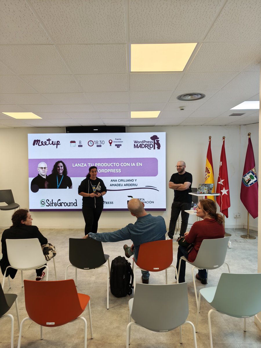 MadridWordPress (@madridwordpress) on Twitter photo Ya estamos en comunidad aprendiendo con <a href="/acirujano/">Ana Cirujano 🏳️🌈</a> y <a href="/AmadeuArderiu/">Amadeu Arderiu - AI for WordPress</a> como desarrollar tu propio producto con WordPress e IA
Gracias <a href="/SiteGround_ES/">SiteGround España</a> por patrocinar el evento y la merienda
Gracias <a href="/Puerta_Inno/">Puerta Innovación</a> por vuestro apoyo Ya estamos en comunidad aprendiendo con <a href="/acirujano/">Ana Cirujano 🏳️🌈</a> y <a href="/AmadeuArderiu/">Amadeu Arderiu - AI for WordPress</a> como desarrollar tu propio producto con WordPress e IA
Gracias <a href="/SiteGround_ES/">SiteGround España</a> por patrocinar el evento y la merienda
Gracias <a href="/Puerta_Inno/">Puerta Innovación</a> por vuestro apoyo
