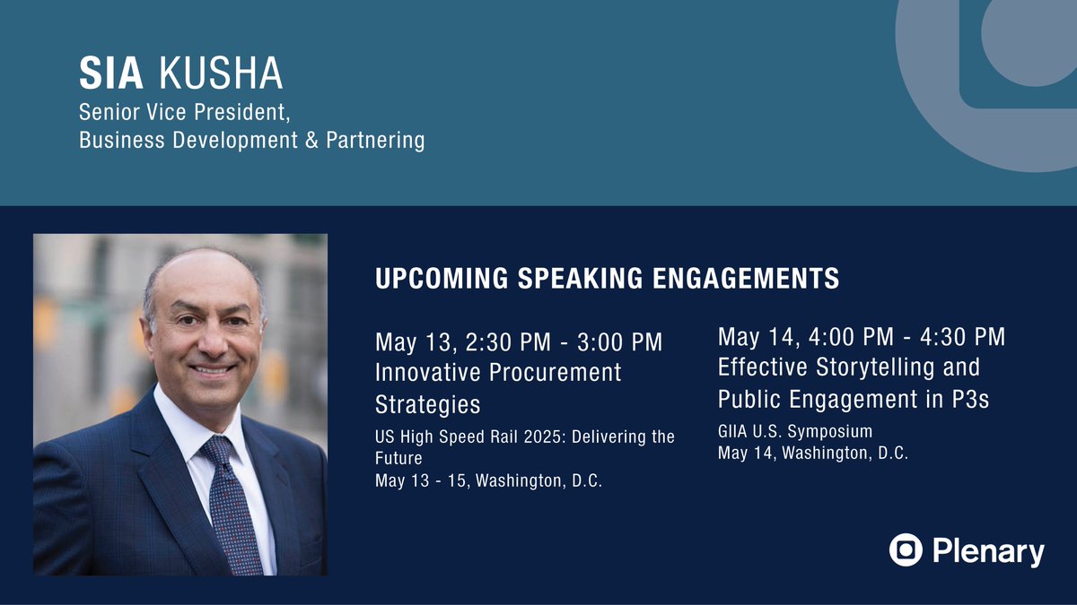 Plenary Americas (@plenaryamericas) on Twitter photo Catch Plenary at some upcoming speaking engagements in Washington, D.C. Look for us at the US High Speed Rail 2025 Conference on May 13 and the GIIA U.S. Symposium: Funding the Future of U.S. Infrastructure on May 14.
hsr2025.com
giia.net/events/giia-us… Catch Plenary at some upcoming speaking engagements in Washington, D.C. Look for us at the US High Speed Rail 2025 Conference on May 13 and the GIIA U.S. Symposium: Funding the Future of U.S. Infrastructure on May 14.
hsr2025.com
giia.net/events/giia-us…