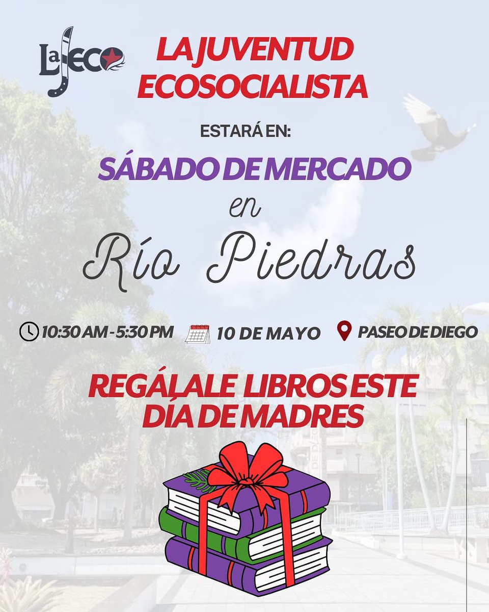 ¡Regálale libros este Día de Madres! 
Pasa por nuestra mesa este sádabo 10 de mayo en el Mercado de Río Piedras. 
 ¡Les esperamos! 📚❤️‍🔥