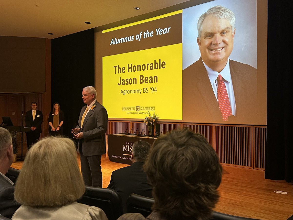 Jason Bean for Senate (@beansenate) on Twitter photo Iām deeply honored to be named Alumnus of the Year by <a href="/cafnr/">Mizzou CAFNR</a>
Mizzou gave me the tools to succeed in agriculture, and helps to improve our ability to produce food and fiber every day.
Congrats to all 2025 award recipients (particularly <a href="/mmKyleAubuchon/">Kyle Aubuchon</a>),and thank you to Mizzou! Iām deeply honored to be named Alumnus of the Year by <a href="/cafnr/">Mizzou CAFNR</a>
Mizzou gave me the tools to succeed in agriculture, and helps to improve our ability to produce food and fiber every day.
Congrats to all 2025 award recipients (particularly <a href="/mmKyleAubuchon/">Kyle Aubuchon</a>),and thank you to Mizzou!
