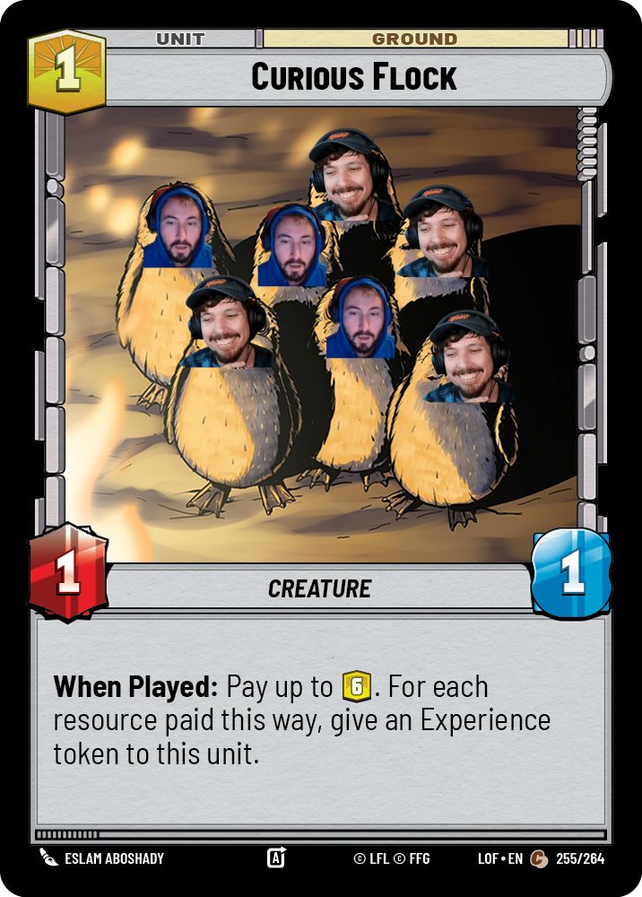 Really awesome that they put Flock and <a href="/JayUnplayable/">Jay - Unplayable</a> on a card for set 5!

#SWU
