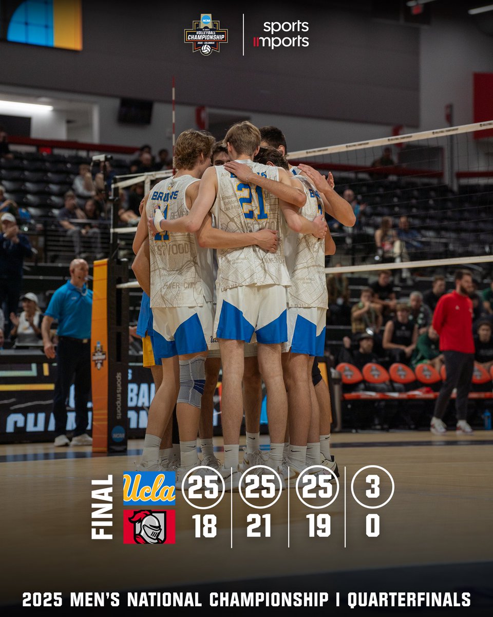 Sports Imports (@sportsimportsvb) on Twitter photo IT’S A SWEEP!🧹
<a href="/UCLAMVB/">UCLA M. Volleyball</a> is headed to the semifinals after defeating <a href="/BelmontAbbey/">Belmont Abbey College</a> 3-0 in the opening round of the 2025 Men’s Volleyball Championship! IT’S A SWEEP!🧹
<a href="/UCLAMVB/">UCLA M. Volleyball</a> is headed to the semifinals after defeating <a href="/BelmontAbbey/">Belmont Abbey College</a> 3-0 in the opening round of the 2025 Men’s Volleyball Championship!