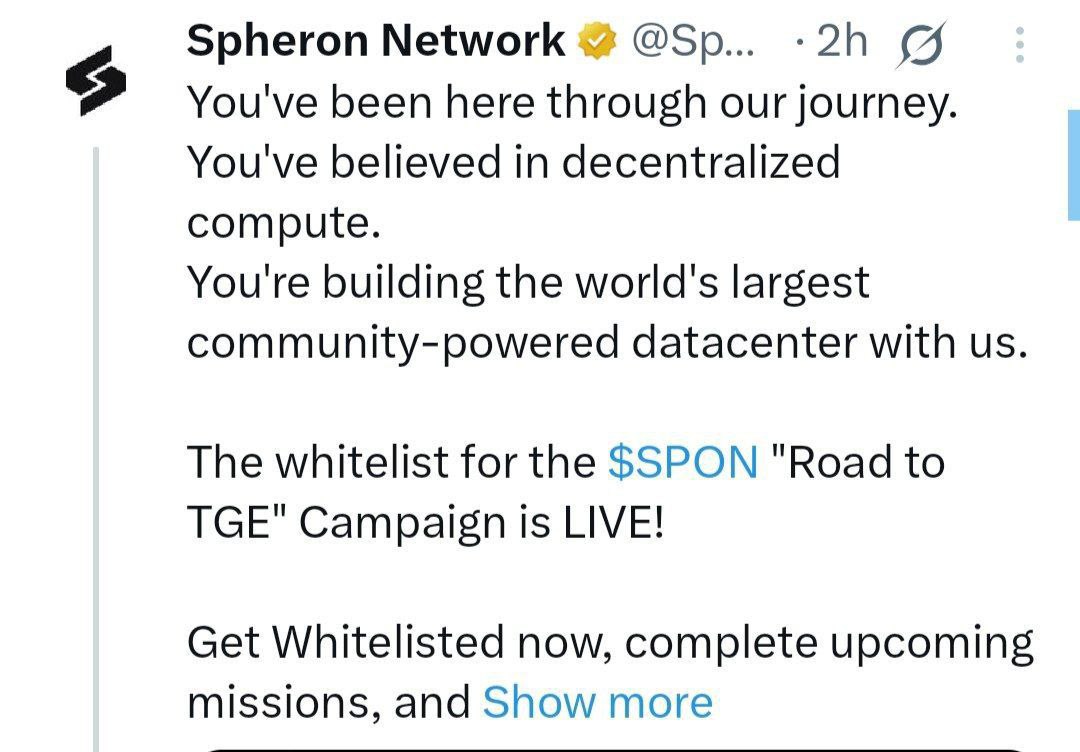 ajoyroy111's tweet image. 🎁 $SPON TGE Airdrop Guide
1️⃣ Sign up via Google  

2️⃣ Use code: F4OISGVI

3️⃣ Complete tasks ✅  
4️⃣ Get whitelisted &amp;amp; earn rewards 💰  

🔗 [Join Now] 👇
tge.spheron.network/missions

📌 Not financial advice  

#SPON #AirdropGuide #Web3Rewards #TGE