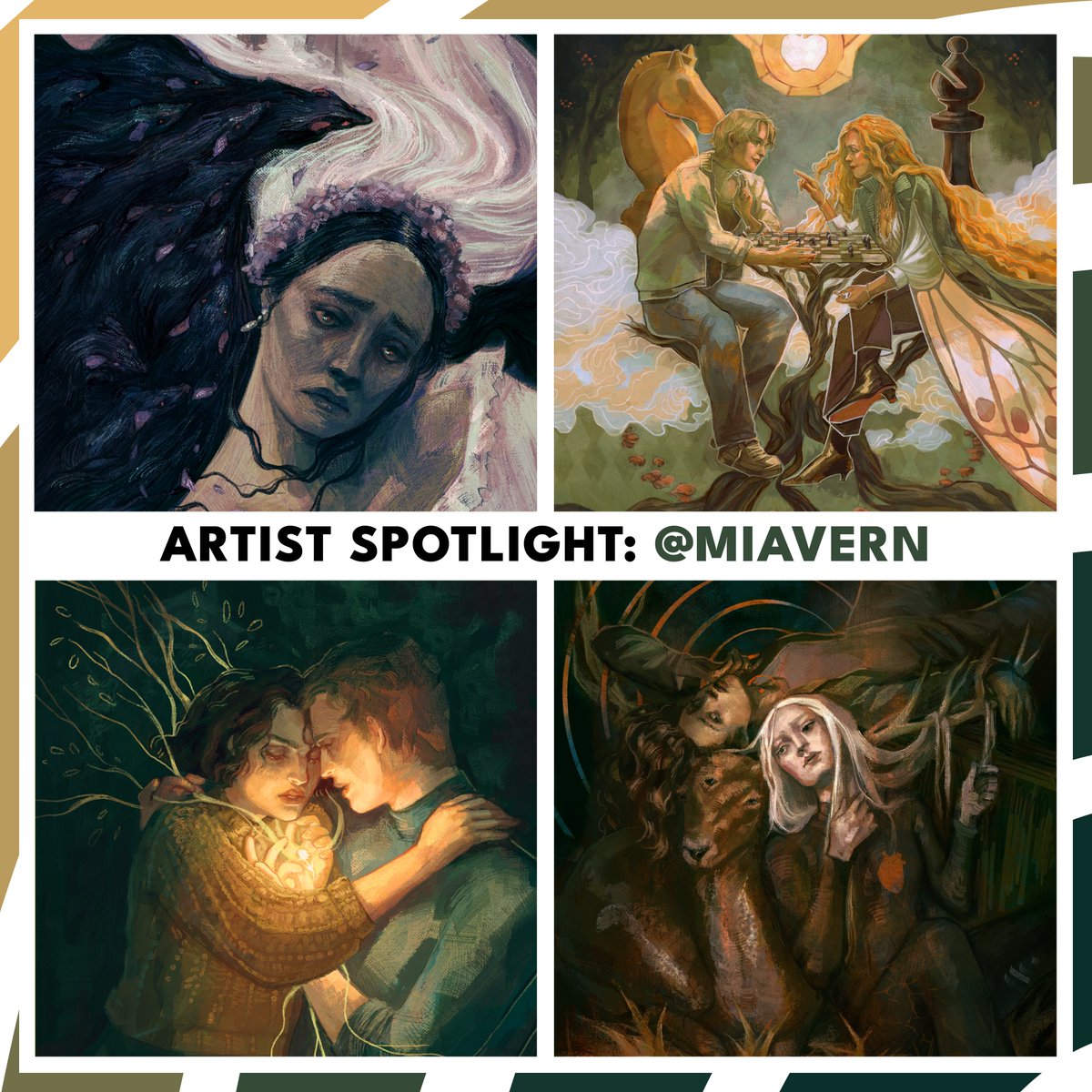 🌈 Hey Reading Rainbows! It’s time for our next artist reveal for the June We’re Here, We’re Queer, Get Used to It crate! Next up is Mia (<a href="/miavern/">mia minnis 🦊</a> ) who has illustrated the endpapers for Veil us in Gold by Shepard DiStasio (<a href="/shepardnosheep/">🇵🇸shep🏳️‍⚧️ is ✨ON SUB✨</a> )!🧵