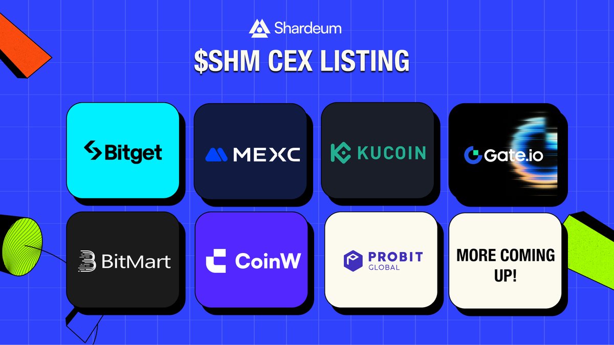 shardeum's tweet photo. $SHM is officially LIVE 🟢🎉

The native token of Shardeum, the world’s first autoscaling Layer 1 blockchain, is now listed on top global exchanges:

🪙 @bitgetglobal
🪙 @MEXC_Official
🪙 @kucoincom
🪙 @Gateio_Launch
🪙 @BitMartExchange
🪙 @CoinWOfficial
🪙 @ProBit_Official

More listings & updates dropping soon. Read more:
https://t.co/uYoRYwGIdD