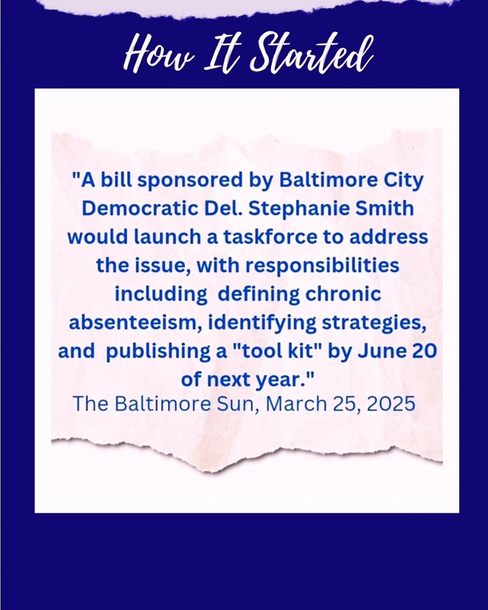 Smith4Delegate's tweet image. This week, @govwesmoore signed HB 879 into law! This law creates a task force to tackle chronic absenteeism across Maryland public schools.

Our children deserve the best education. Let's ensure they show up to receive it!

#EducationIsPower #Working4MD #BlackCaucusPriority