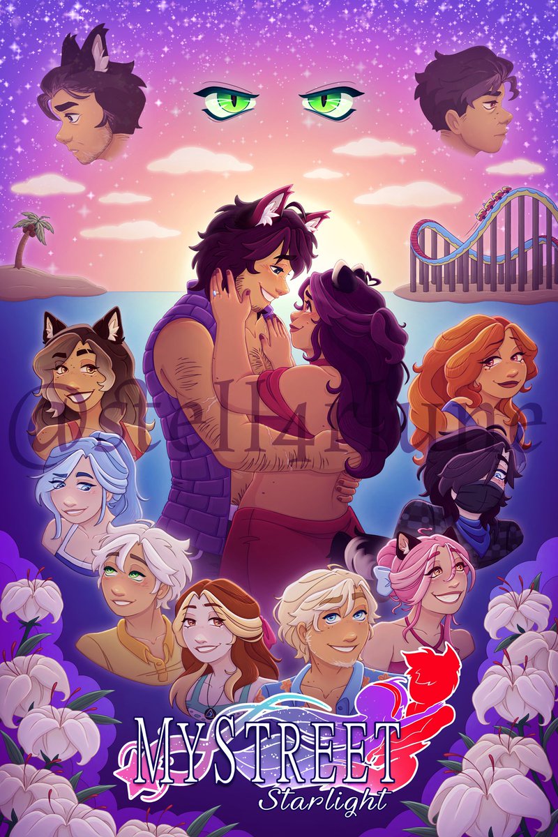the poster is finally here !! 💜 
I had this planned since January + worked on it on and off for about 4 months, and I’m really happy with how it turned out!! 

#aphmau #mystreet #starlight #fanart