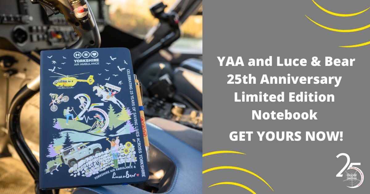 Our brand-new YAA Notebook was created in partnership with Luce and Bear to celebrate 25 years of the Charity saving lives across Yorkshire 🚁

Available now for just £9 - only while stocks last!

Grab yours today: yaa.org.uk/product/yorksh… 

#Merchandise #LimitedEdition #Notebook