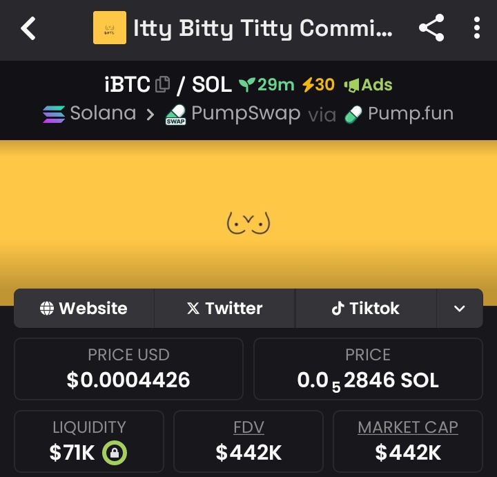 SOLAlphaSniffer's tweet image. 3.35x made on $iBTC
From $132k to $442k📈
We made progress in next to no time 😌
We don&apos;t gamble we take our time to analyze this entries 🧏

Memes that slap harder than a bull market! TG vibes only.
#iBTC #solanmemecions #BTC #Ethereum #Solana