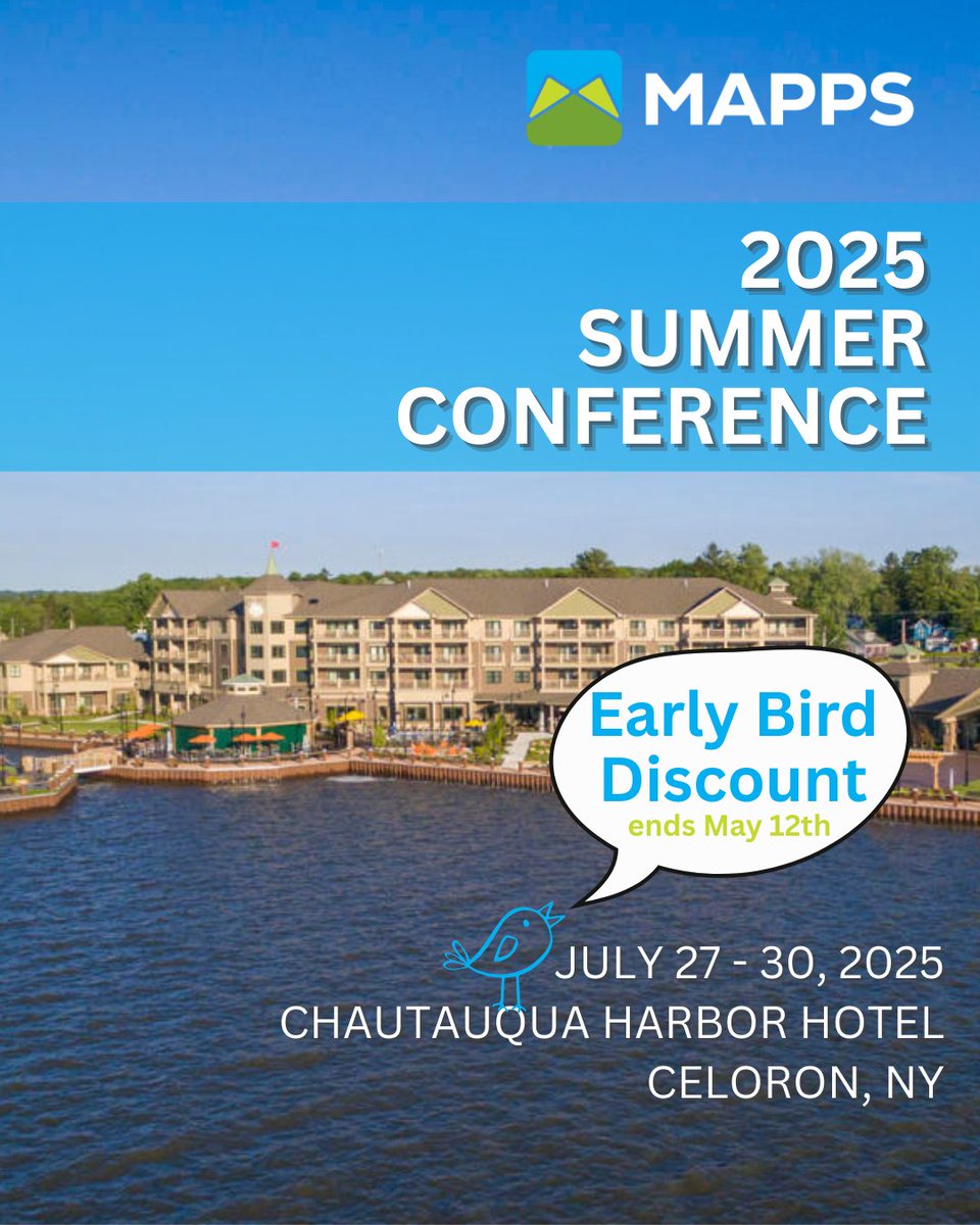 Save on your registration for the MAPPS 2025 Summer Conference! Early bird rates expire Monday, May 12th. Learn more &amp; register: mapps.org/2025_summer_co… #MAPPSConference #GeospatialTechnology #Networking #ProfessionalDevelopment