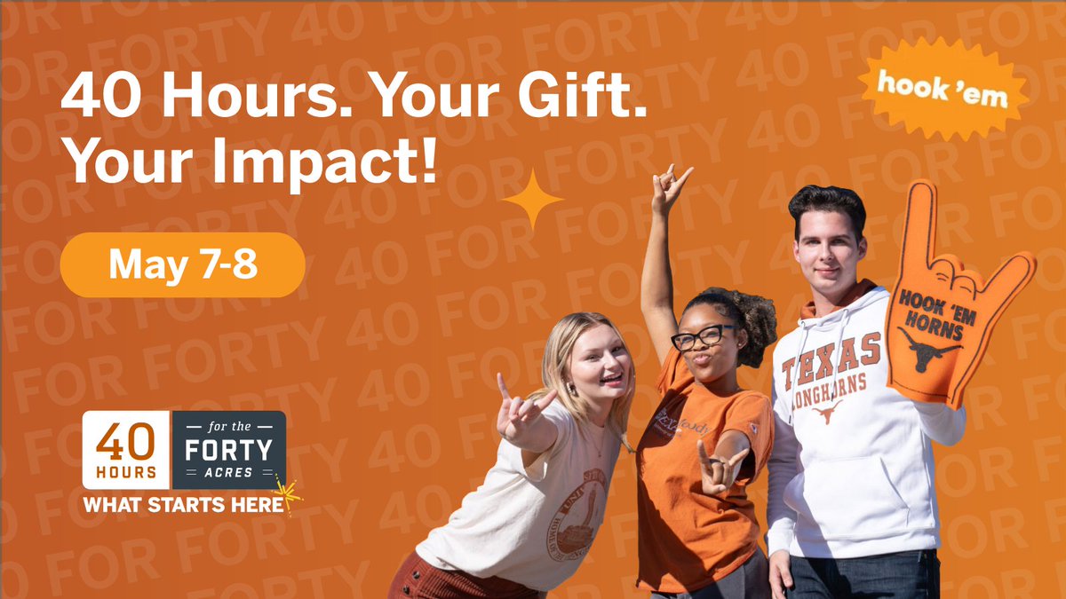 Texas Global (@utexasglobal) on Twitter photo Only 10 hours remain in #UT40for40! Your gift can open doors for international students and send Longhorns abroad for transformative experiences. Let’s finish strong!
🔗 40for40.utexas.edu
<a href="/SoniaFeigenbaum/">Sonia Feigenbaum</a> Only 10 hours remain in #UT40for40! Your gift can open doors for international students and send Longhorns abroad for transformative experiences. Let’s finish strong!
🔗 40for40.utexas.edu
<a href="/SoniaFeigenbaum/">Sonia Feigenbaum</a>
