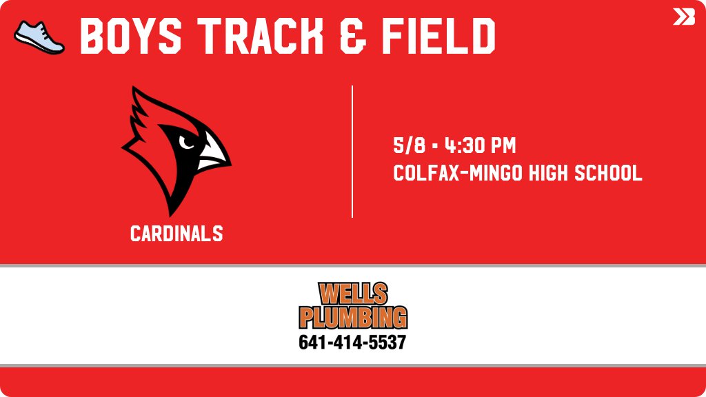 Boys Track &amp; Field (Junior High) Meet Day! - Check out the event preview for the Central Decatur Cardinals. It starts at 4:30 PM and is at Colfax-Mingo High School. gobound.com/ia/ihsaa/boyst…