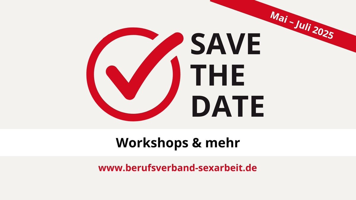🗓️ Save the Dates 🗓️ Neben der #aktionswochehurentag haben wir noch viel mehr für Dich! Hier eine Übersicht unserer Workshops und Events von Mai bis Juli. 

🌟 Für einige kannst Du Dich bereits anmelden. 
Für alle anderen Termine folgen weitere Details in Kürze.