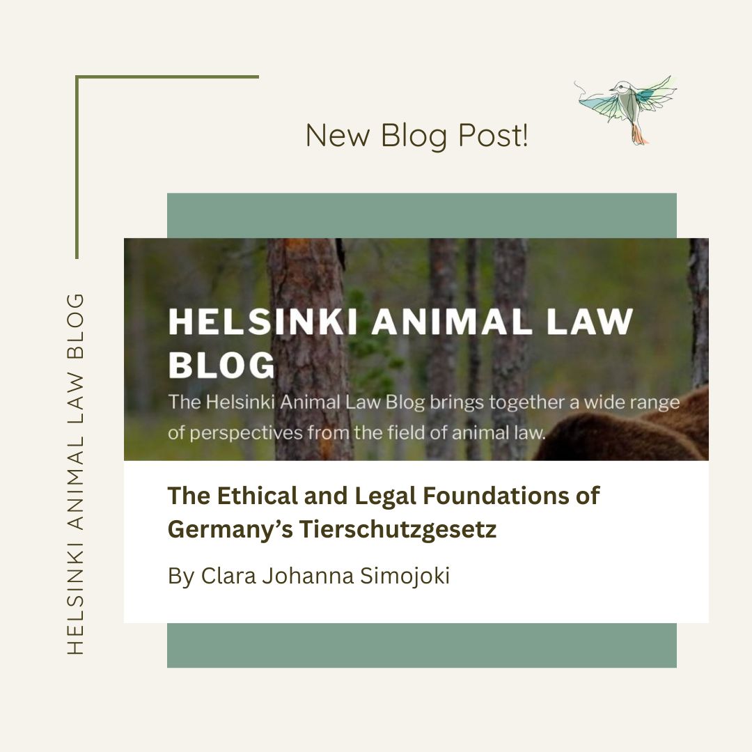 New blog post!

Explore the ethical and legal foundations of Germany's Animal Welfare Act in the blog post by Clara Johanna Simojoki.

blogs.helsinki.fi/animallawblogs…
