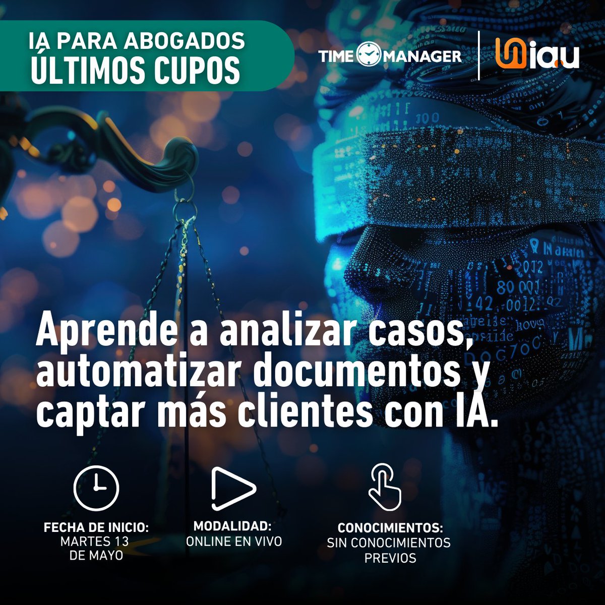 timemanagerweb's tweet image. ⚖️ 𝗔𝗯𝗼𝗴𝗮𝗱𝗼𝘀: 𝗟𝗮 𝗜𝗔 𝘆𝗮 𝗲𝘀𝘁𝗮 𝘁𝗿𝗮𝗻𝘀𝗳𝗼𝗿𝗺𝗮𝗻𝗱𝗼 𝗲𝗹 𝗺𝘂𝗻𝗱𝗼 𝗹𝗲𝗴𝗮𝗹… ¿𝘆 𝘁𝘂?

🎓 𝐂𝐮𝐫𝐬𝐨 𝐈𝐧𝐭𝐞𝐧𝐬𝐢𝐯𝐨 𝐝𝐞 𝐈𝐀 𝐩𝐚𝐫𝐚 𝐀𝐛𝐨𝐠𝐚𝐝𝐨𝐬 – 80 𝐡𝐨𝐫𝐚𝐬 𝐝𝐞 𝐟𝐨𝐫𝐦𝐚𝐜𝐢𝐨𝐧 𝐞𝐬𝐭𝐫𝐚𝐭𝐞𝐠𝐢𝐜𝐚 : lnkd.in/eHYYnZDf