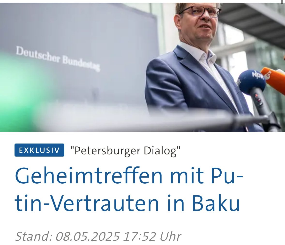Ralf Stegner ist zum Petersburger Dialog gefahren um sich heimlich mit Putin-Vertrauten zu treffen. Parteiausschlussverfahren jetzt