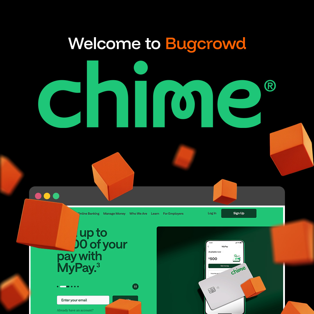 Bugcrowd's tweet image. Say hi to Chime! 👋

Their new bug bounty is now live on Bugcrowd, with rewards up to $20K and a strong focus on user trust. 🎉

🔎 Hackers, see what you can find: bugcrowd.com/engagements/ch… #Bugcrowd #IngenuityUnleashed #BugBounty #Chime