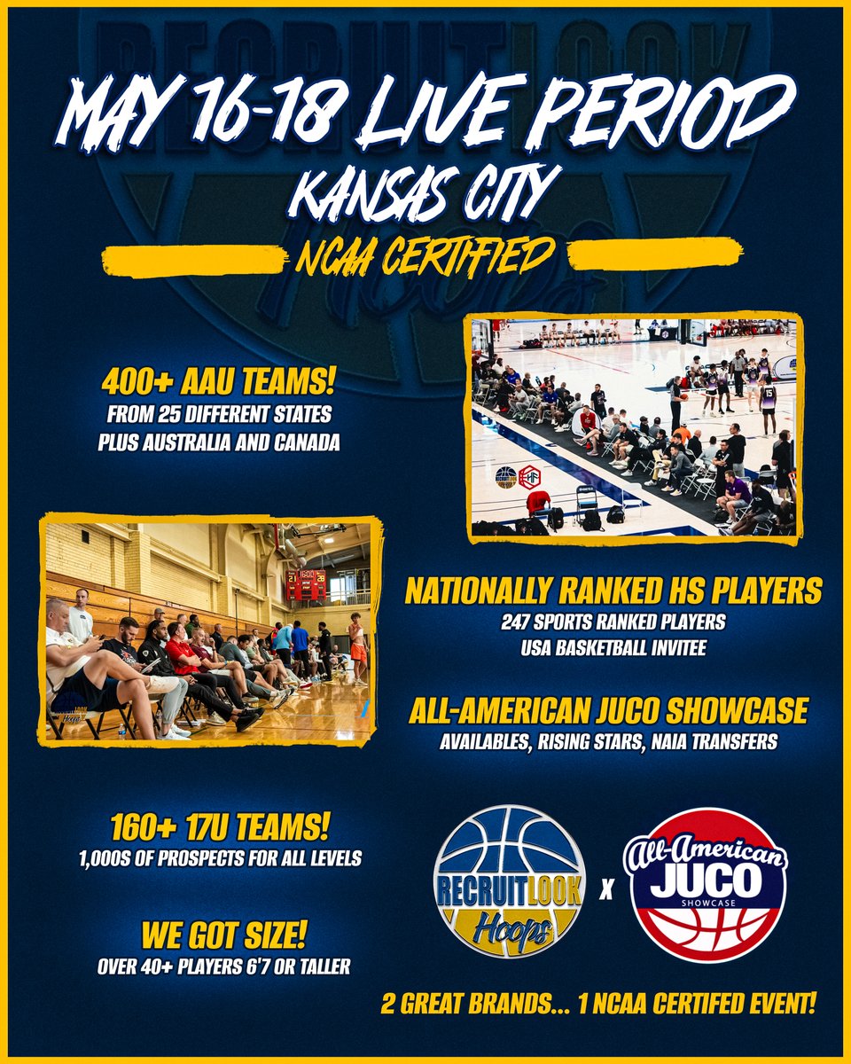 RecruitLook Hoops (@rl_hoops) on Twitter photo BREAKING: College Coaches can now register for our May 16-18 KC Live Period in partnership with <a href="/JUCOShowcase/">JUCO Showcase</a>! #RLHoops
Registration 🔗: form.jotform.com/251114649968164 BREAKING: College Coaches can now register for our May 16-18 KC Live Period in partnership with <a href="/JUCOShowcase/">JUCO Showcase</a>! #RLHoops
Registration 🔗: form.jotform.com/251114649968164