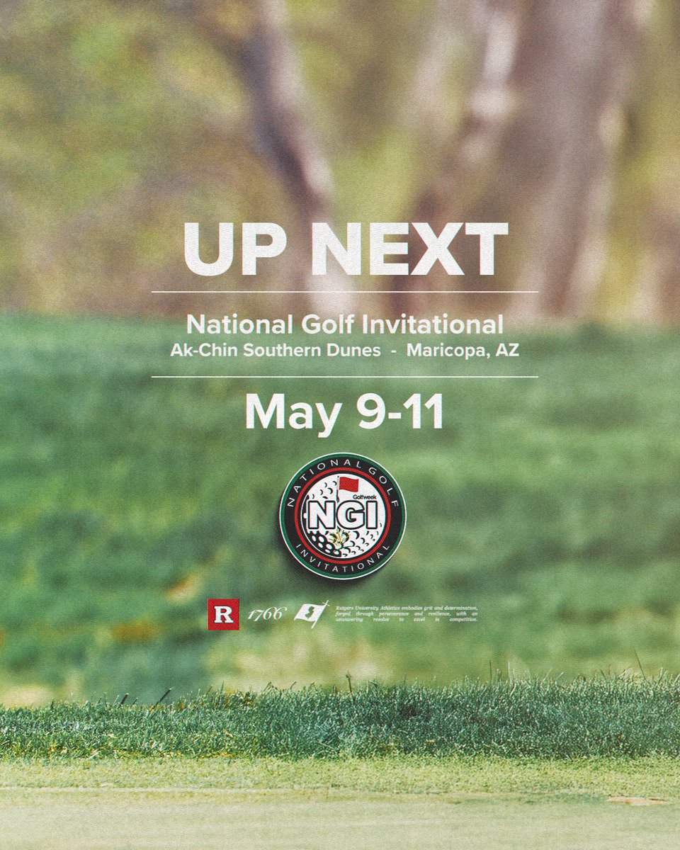We’re out in Arizona this week for the 3rd annual National Golf Invitational, hosted by Golfweek. 

We’ll play 18 holes each day with Round 1 on Friday, Round 2 on Saturday, and Round 3 on Sunday. 

Preview: scarletknights.com/news/2025/5/7/…

#GoRU