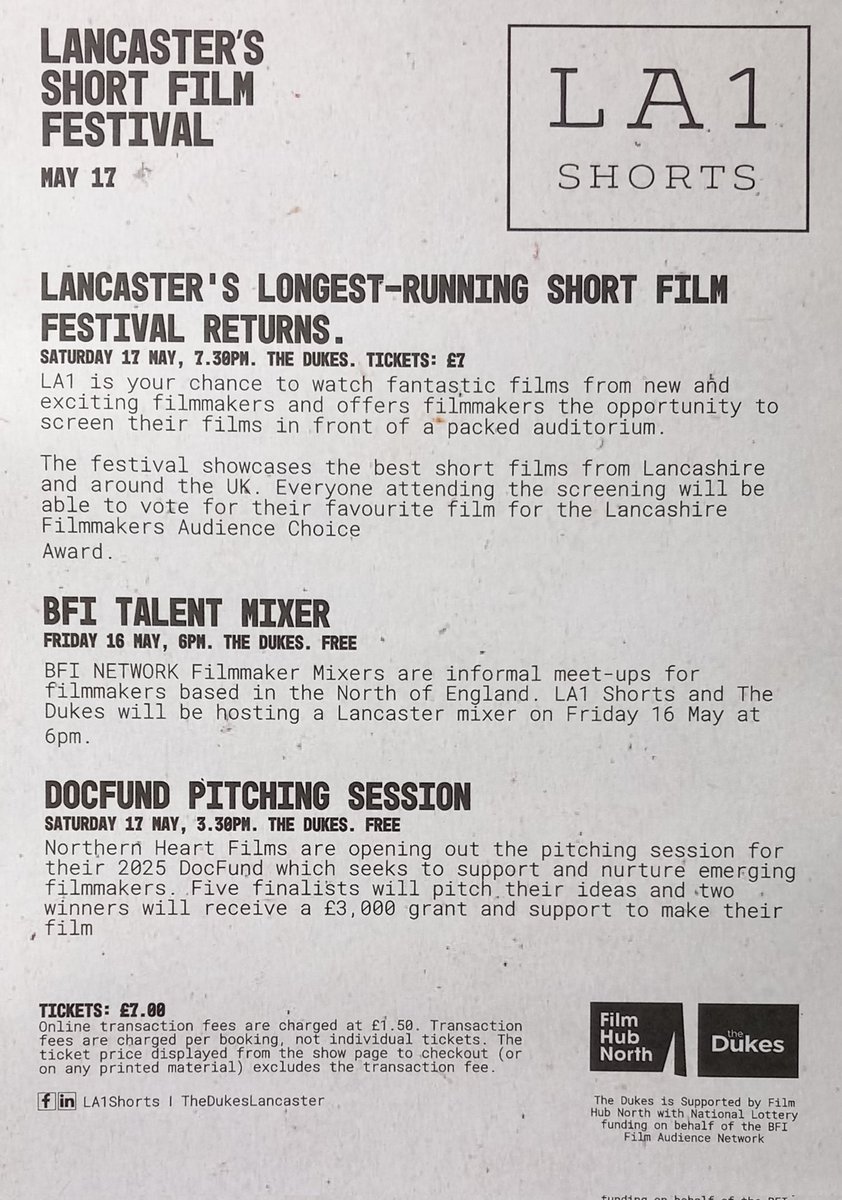 Counting the days... 🎬🎬🎬
We would love you to repost and help us share! ❤️ #FilmFestival #ShortFilm #LoveLancaster #Lancashire #Filmmakers #NorthWest