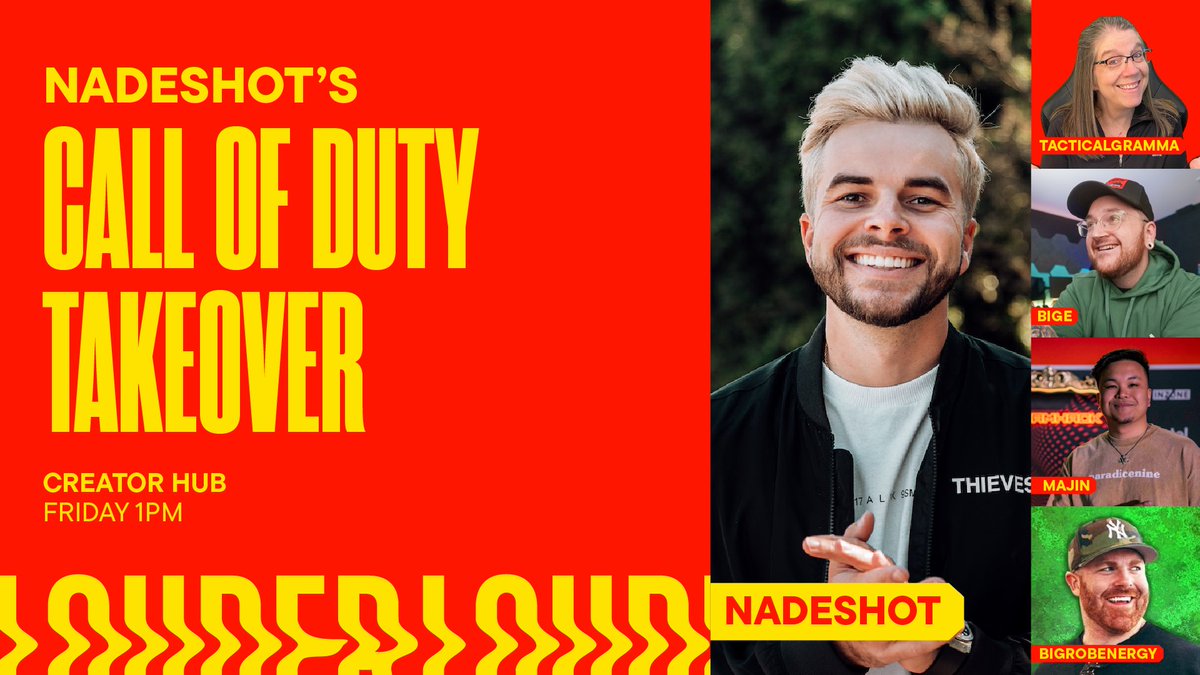 DreamHack North America (@dreamhackna) on Twitter photo It’s a Call of Duty takeover!!
Your favorite CoD creators, led by <a href="/Nadeshot/">100T Nadeshot</a>, will take over our Creator Hub for a block of nonstop FPS action! 💥 It’s a Call of Duty takeover!!
Your favorite CoD creators, led by <a href="/Nadeshot/">100T Nadeshot</a>, will take over our Creator Hub for a block of nonstop FPS action! 💥