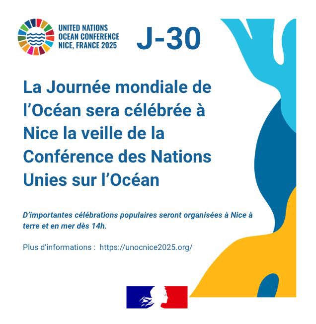 Olivier Poivre d'Arvor (@o_poivre_darvor) on Twitter photo 🌊 J-30 avant la #JournéeMondialeDeLOcéan !
📅 8 juin - Grande parade maritime de #Monaco à #Nice avec 50 navires, fanfares & célébrations populaires sur la Promenade des Anglais. Un hommage vivant à l’océan, avant l’ouverture de #UNOC3 ! 🌍
<a href="/francediplo/">France Diplomatie 🇫🇷🇪🇺</a> <a href="/MerGouv/">Mer et Pêche</a> <a href="/Ecologie_Gouv/">Ministères Territoires Écologie</a> 🌊 J-30 avant la #JournéeMondialeDeLOcéan !
📅 8 juin - Grande parade maritime de #Monaco à #Nice avec 50 navires, fanfares & célébrations populaires sur la Promenade des Anglais. Un hommage vivant à l’océan, avant l’ouverture de #UNOC3 ! 🌍
<a href="/francediplo/">France Diplomatie 🇫🇷🇪🇺</a> <a href="/MerGouv/">Mer et Pêche</a> <a href="/Ecologie_Gouv/">Ministères Territoires Écologie</a>