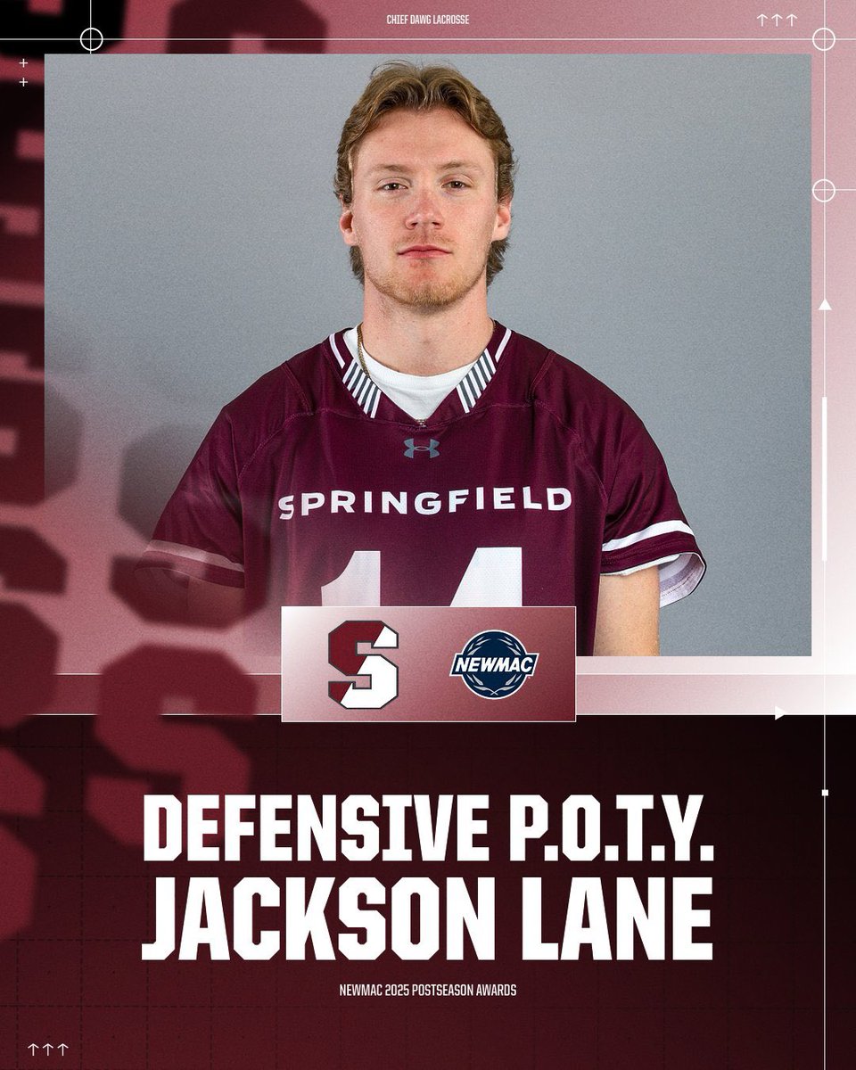 Congratulations to Jackson Lane on being named NEWMAC Defensive Player of the Year!! 💪

#ShowUp #ChiefDawgs