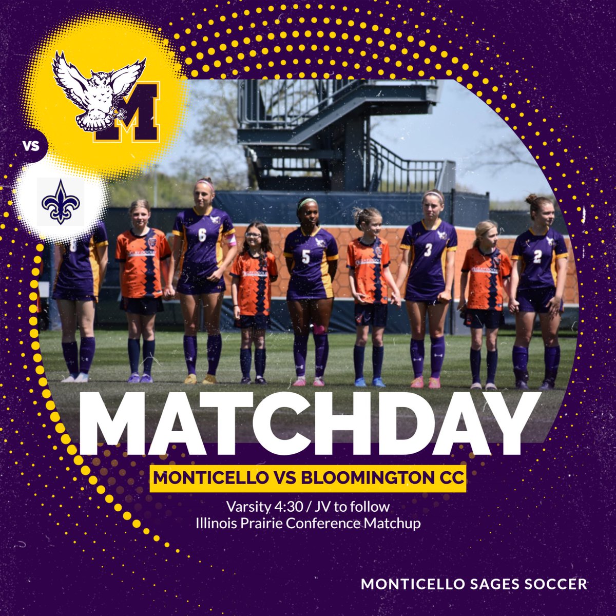 Matchday! Monticello concludes regular season play on the road with conference matchups vs Bloomington CC. Varsity at 4:30 with JV to follow.