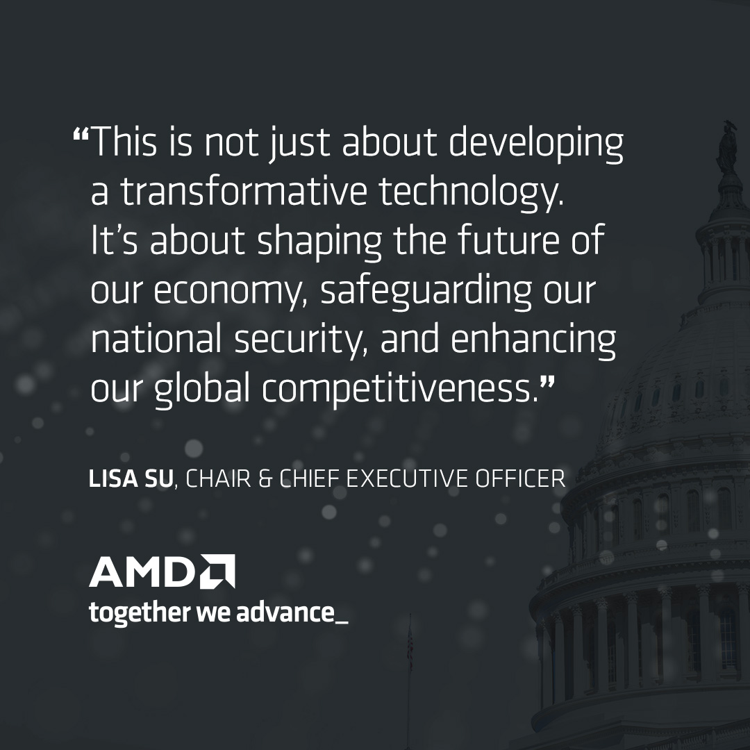 Today, AMD CEO and Chair Dr. <a href="/LisaSu/">Lisa Su</a> testified before the Senate Commerce Committee about America continuing its AI leadership.

Read her full remarks bit.ly/43hGSo1