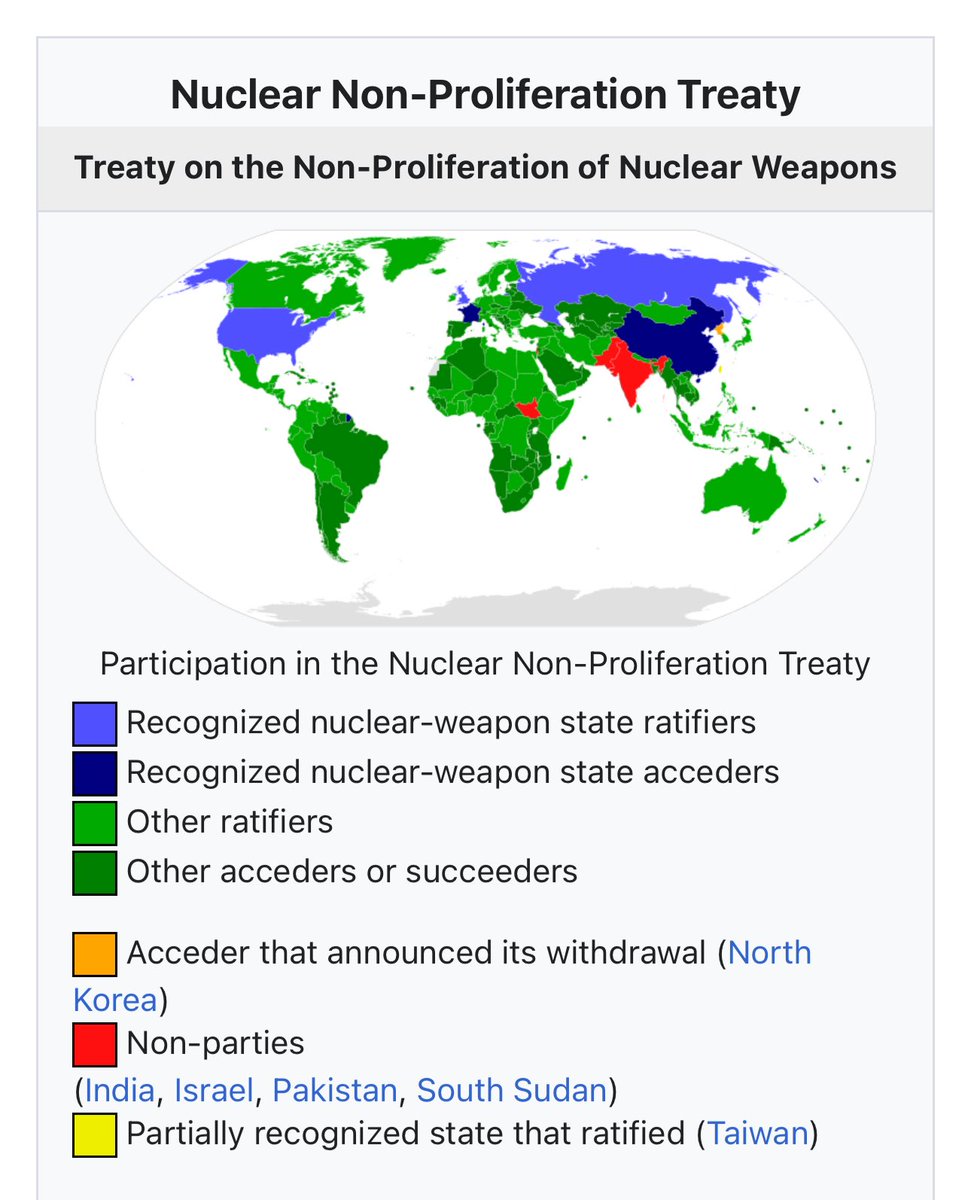 Pakistan’s defence minister said that “if Pakistan's existence came under threat due to India's action, nobody would survive in the world.” I guess now would also be a good time to point out Pakistan and India both have not signed the Nuclear Non-Proliferation Treaty 👇