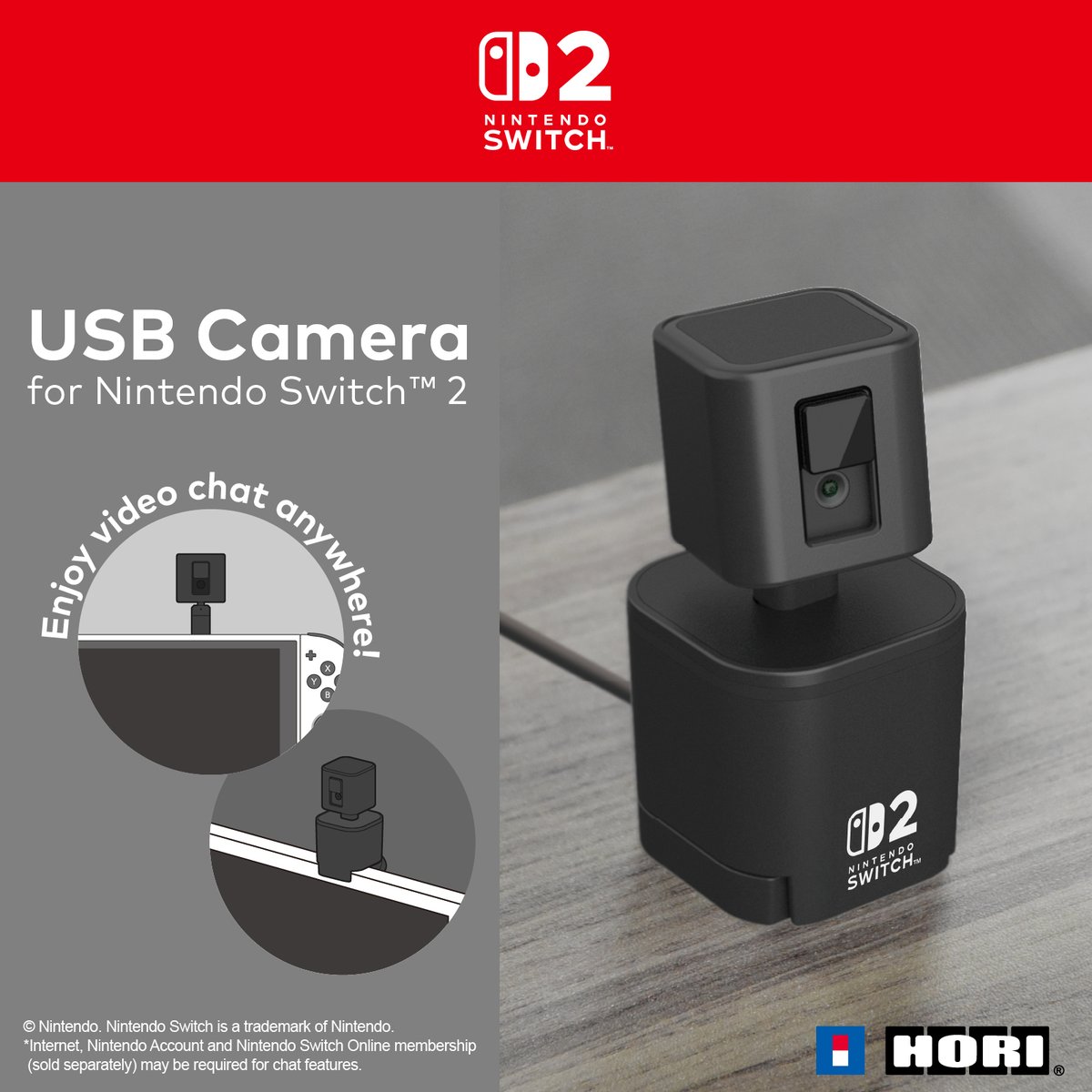 HORI_Europe's tweet image. Enjoy video chat anywhere with the HORI USB Camera for Nintendo Switch™ 2! 

This compact and sleek camera captures all your favorite gaming moments with family and friends wherever you play. 

Available for pre-order @Amazon. 
#HORIGaming