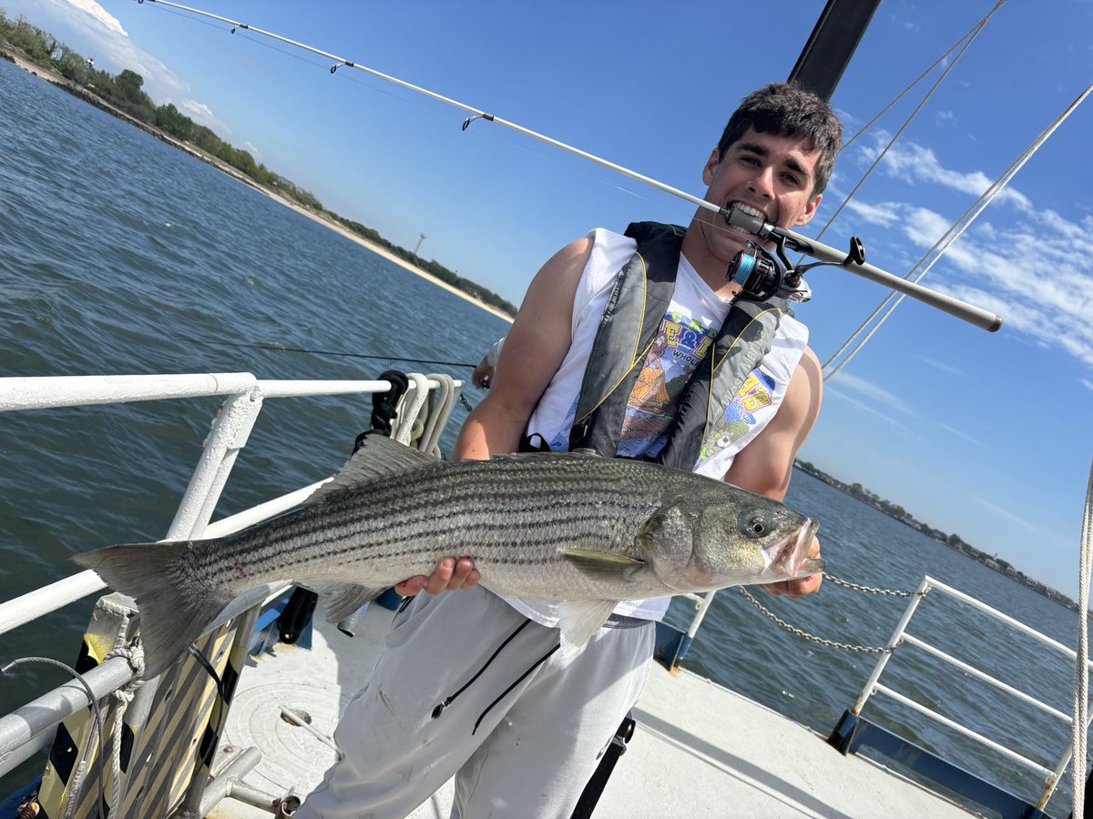 And senior Jack snags a 35” striper on this little “noodle” rod. Might be a blue sea record.
