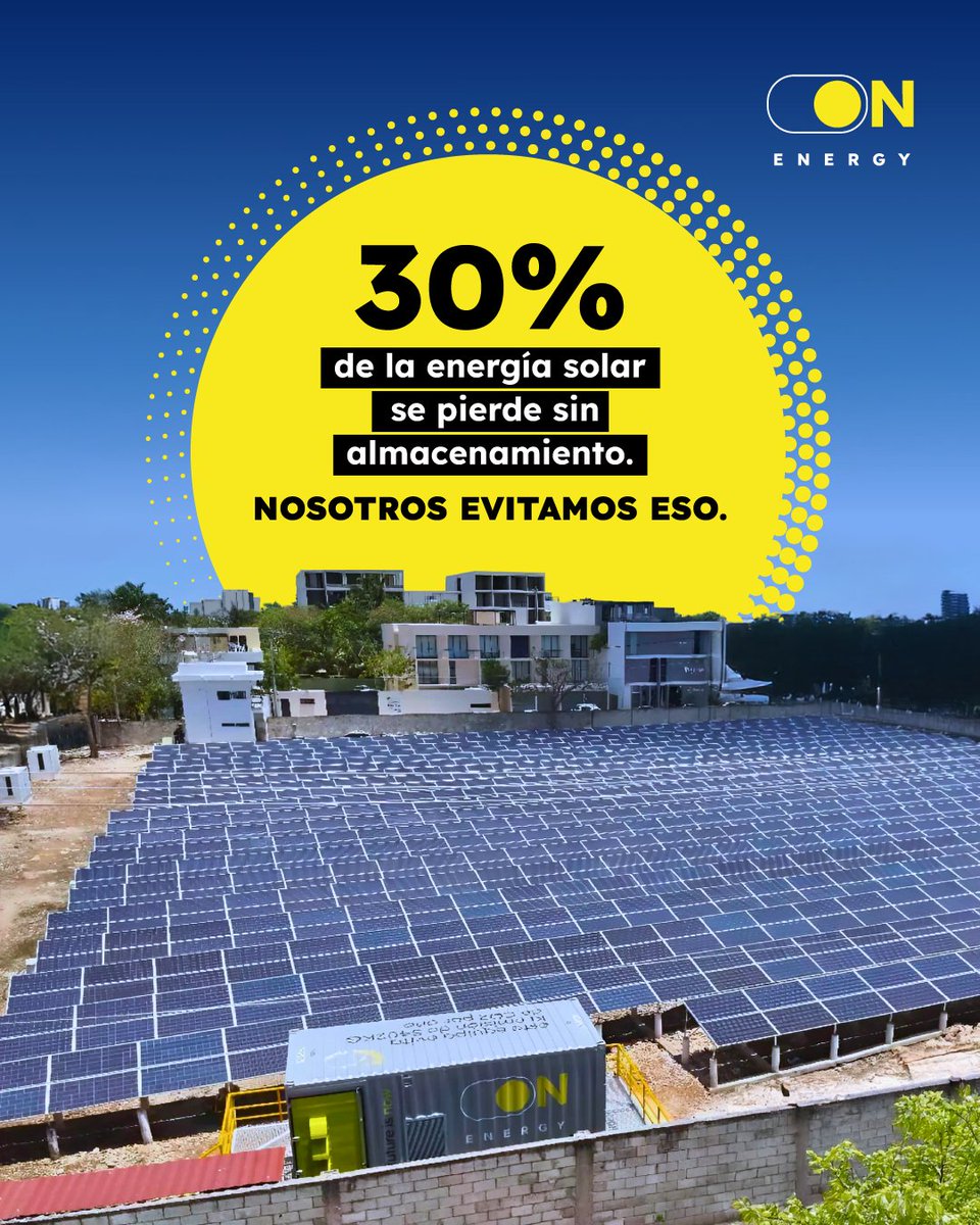 OnEnergyMexico's tweet photo. ♻️ ¿Sabías que sin almacenamiento, más del 30% de la energía solar puede perderse?
En #OnEnergy diseñamos sistemas para que los parques solares puedan capturar, almacenar y liberar energía cuando más se necesita.
🔋 Más eficiencia, menos emisiones.
Conoce cómo funciona 👉 https://t.co/wbc06DoXFH
#EnergíaLimpia #BESS #Energía #EnergíaSolar