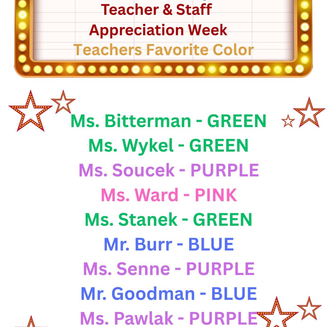 Tomorrow, students can wear their teacher's favorite color! #lmdolphins #d15rocks