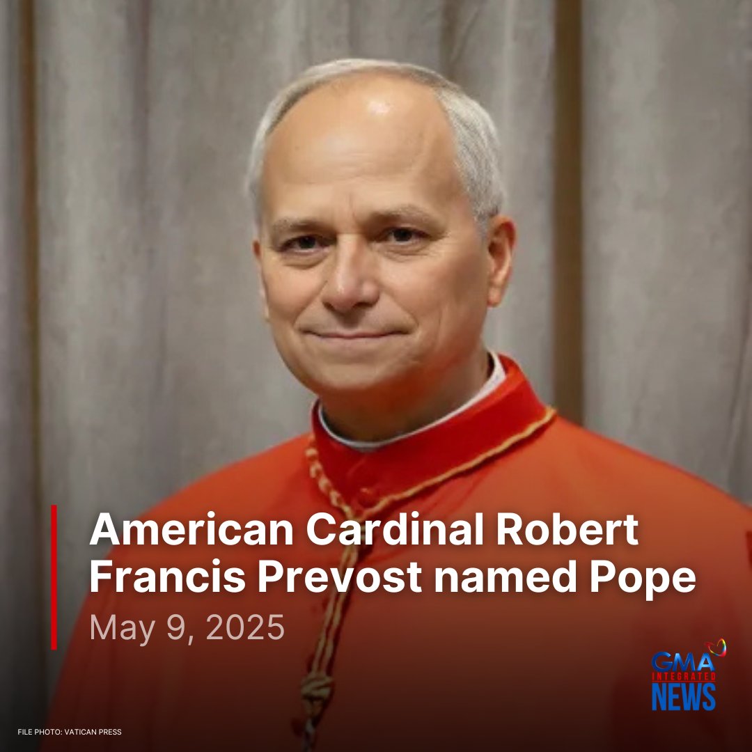 Cardinal electors have unanimously chosen, Cardinal Robert Francis.

He is from the United States and has chosen the name, Pope Leo XIV.

READ: gmanetwork.com/news/topstorie…