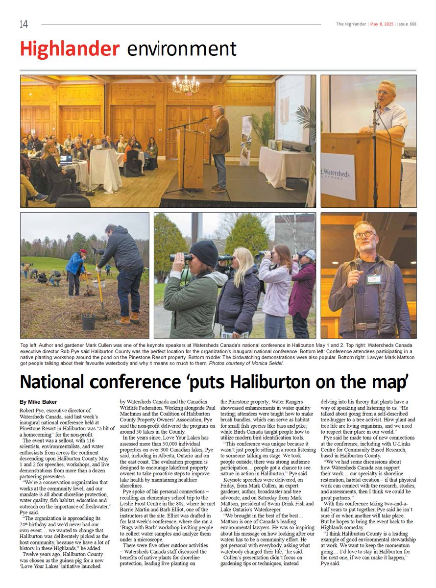 Watersheds Canada (@watershedscan) on Twitter photo We were so thrilled to have had our conference featured in The Highlander (<a href="/hal_highlander/">The Highlander</a>)! π
Their article highlights Watersheds Canada's intrinsic ties to the Haliburton County, where our Love Your Lake program was first launched way back in 2013. We've come a long way since We were so thrilled to have had our conference featured in The Highlander (<a href="/hal_highlander/">The Highlander</a>)! π
Their article highlights Watersheds Canada's intrinsic ties to the Haliburton County, where our Love Your Lake program was first launched way back in 2013. We've come a long way since