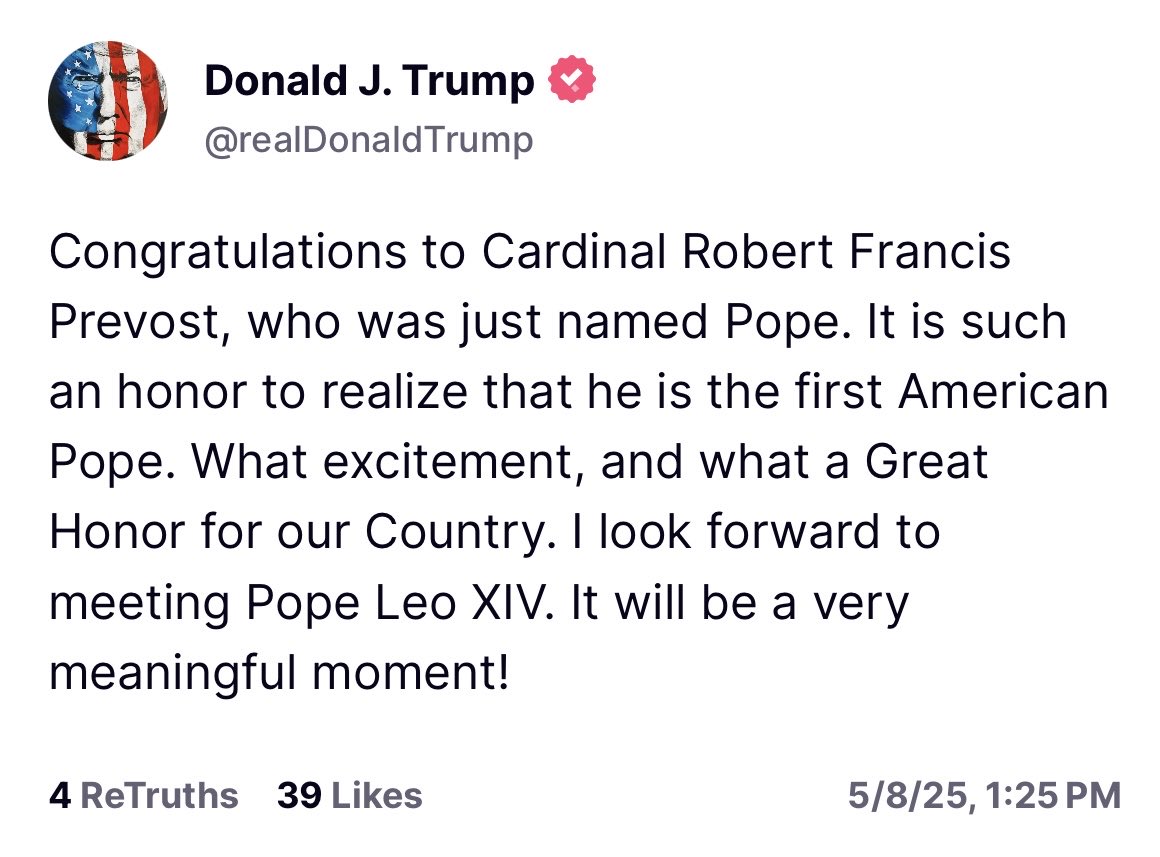 Trump on the new pope: