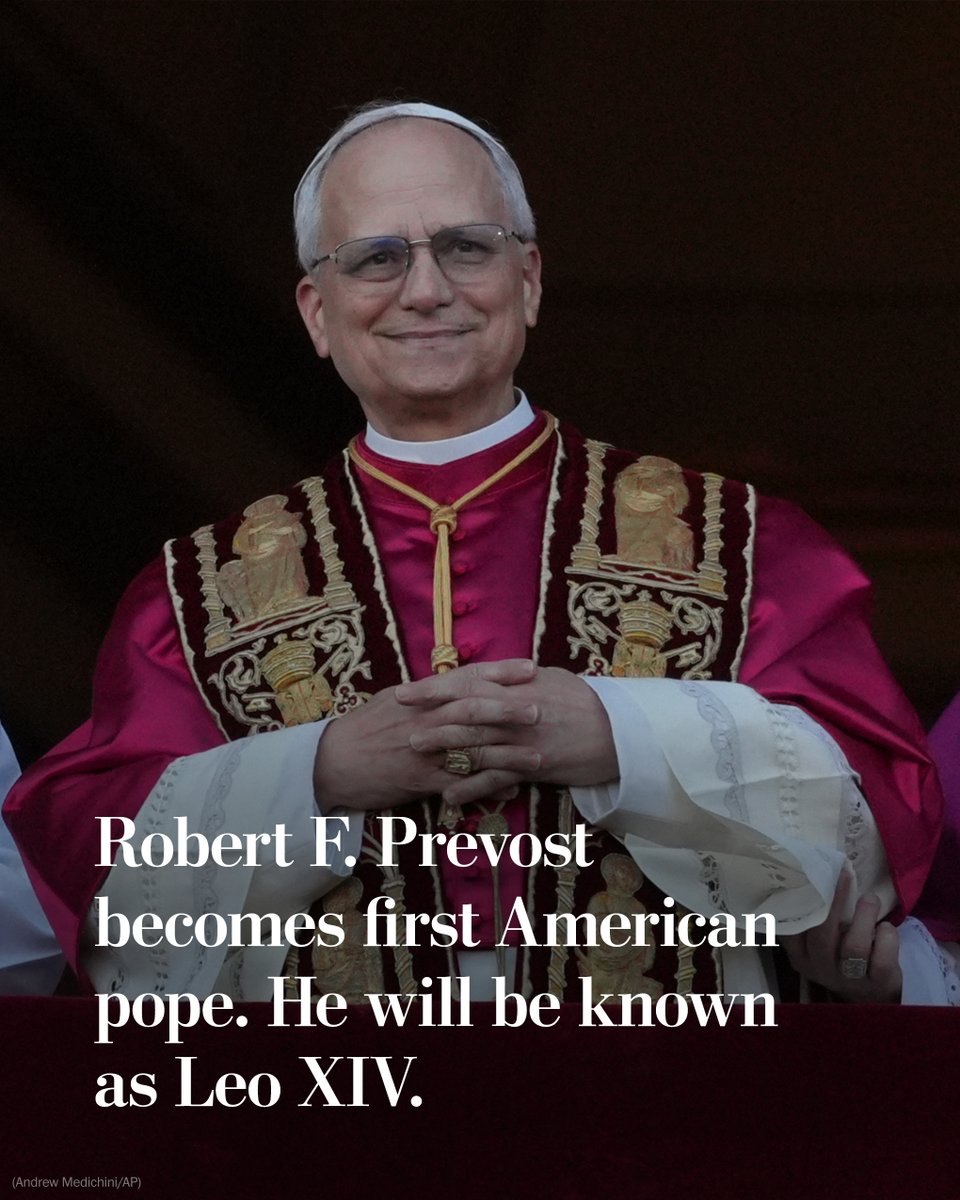 Breaking news: Cardinal Robert Prevost was elected pope on the second day of the Vatican conclave. The first American pope, he will be known as Leo XIV. wapo.st/4jT3d1i