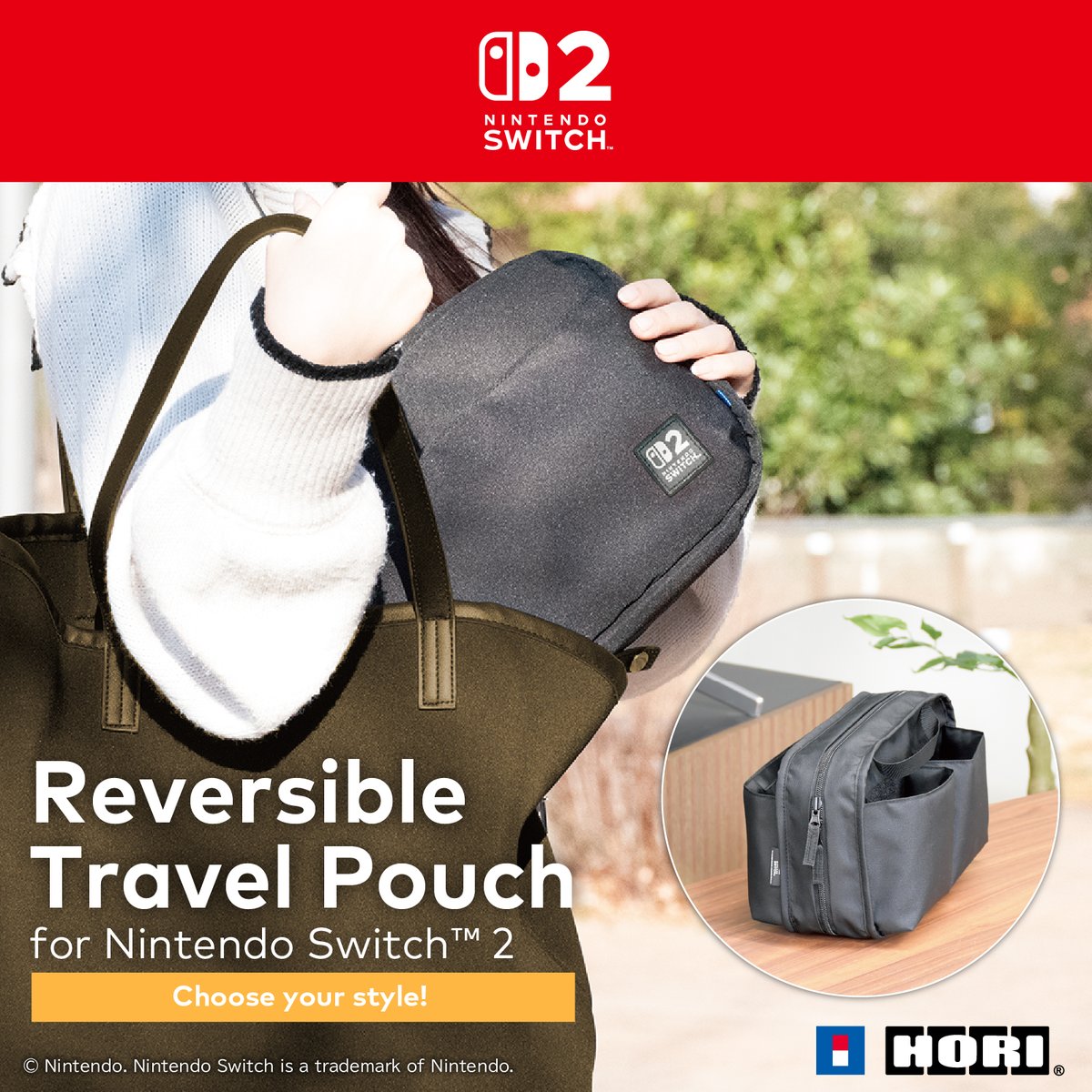 HORI_Europe's tweet image. Switch up how you carry your #Nintendo Switch 2 and accessories and try the #HORI Reversible Travel Pouch in black! 
Spacious pockets will keep the system and accessories safe and transported in style no matter which style you choose. 
Available for pre-order @Amazon. #HORIGaming