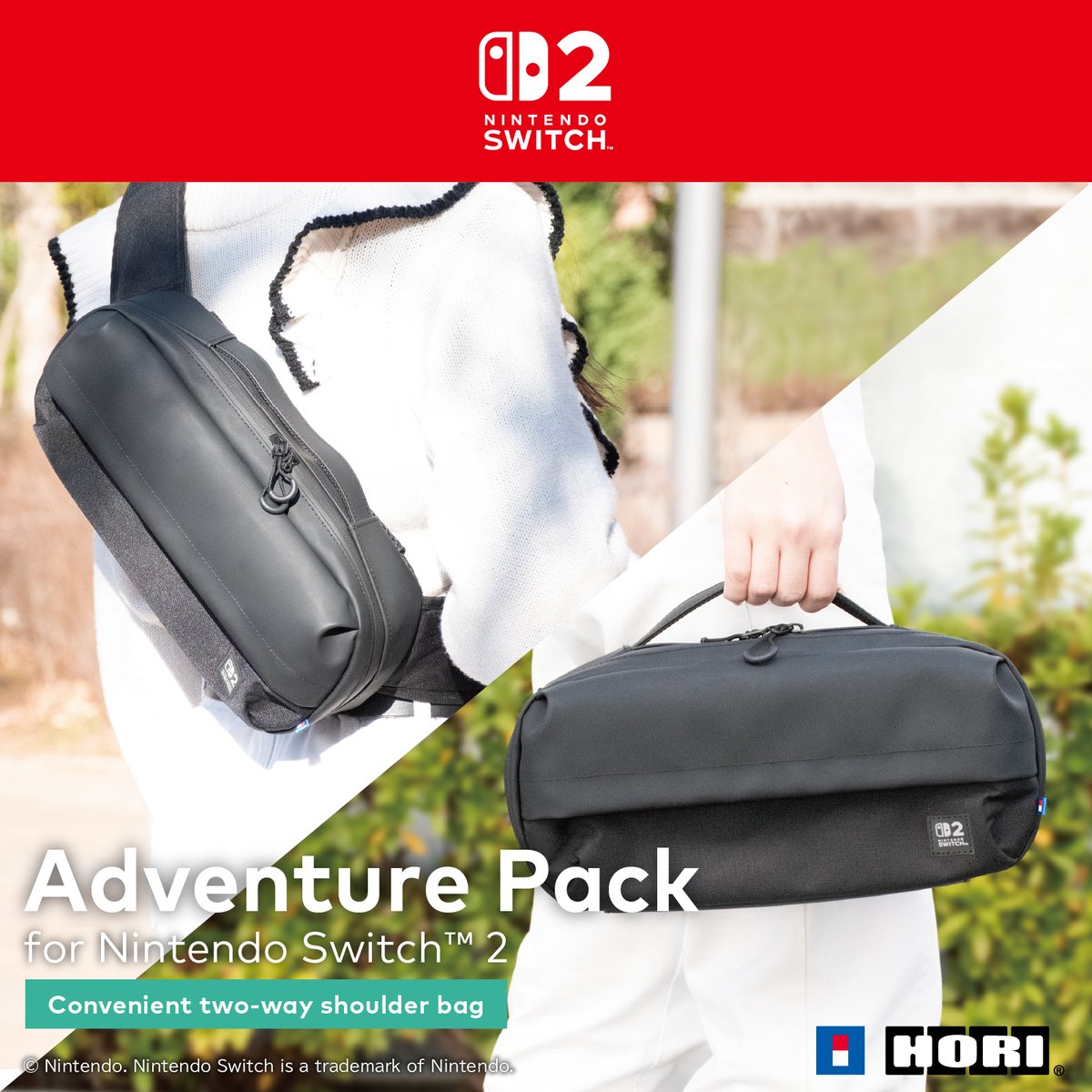 HORI_Europe's tweet image. Carry your #Nintendo Switch 2 and accessories in style and comfort with the #HORI Adventure Pack! 

The shoulder strap is adjustable and the sturdy bag keeps your items transported safely. 

Available for pre-order @Amazon. 
#HORIGaming