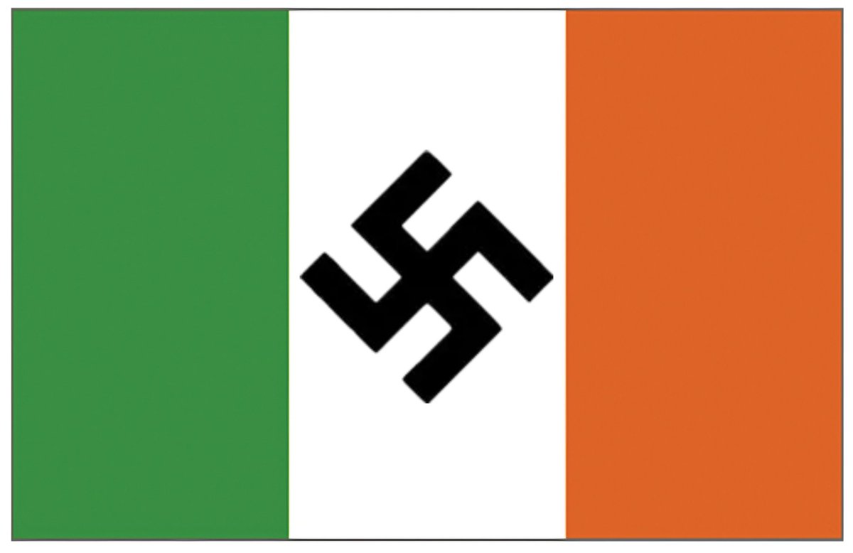 This was the Irish republican flag during WW2. The IRA attempted to side with Nazi Germany with the ultimate goal of facilitating a German invasion of the British Isles through the 26 counties.