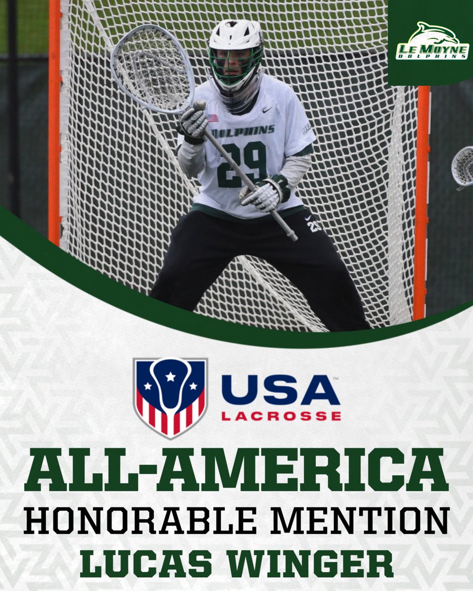 Le Moyne College Men's Lacrosse (@lemoynemlax) on Twitter photo Lucas Winger has been named a <a href="/USALacrosseMag/">USA Lacrosse Magazine</a> All-America Honorable Mention selection. #PhinsTapeโข๏ธ
lemoynedolphins.com/news/2025/5/8/โฆ Lucas Winger has been named a <a href="/USALacrosseMag/">USA Lacrosse Magazine</a> All-America Honorable Mention selection. #PhinsTapeโข๏ธ
lemoynedolphins.com/news/2025/5/8/โฆ