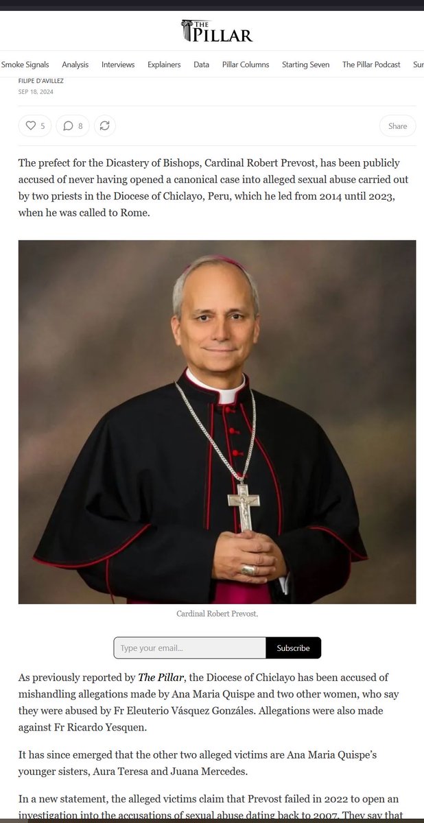 tlthe5th's tweet photo. Cardinal Prevost never investigated abuse claims, Church rape-victims say https://t.co/RHgYD72ZWd #NewPope #CardinalPrevost #WhiteSmoke https://t.co/83B03rtksE