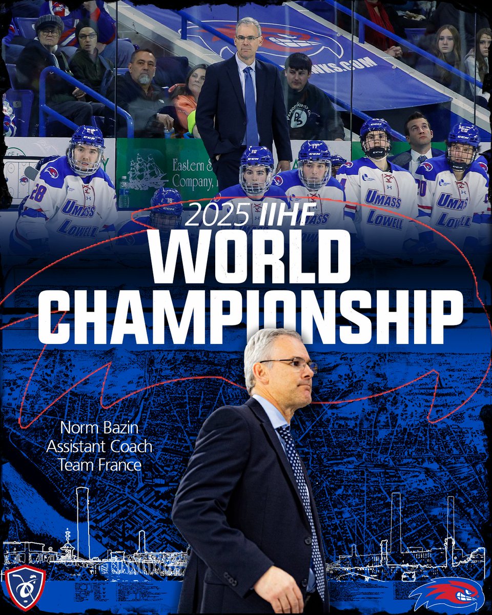 UMass Lowell Hockey (@riverhawkhockey) on Twitter photo From the Tsongas to Stockholm🌍
Head Coach Norm Bazin will serve as an assistant coach for Team France (<a href="/Hockey_FRA/">Équipes de France Hockey 🏒</a>) in the upcoming IIHF World Championship!🇫🇷
🔗: tinyurl.com/27fhqdwh
#UnitedInBlue From the Tsongas to Stockholm🌍
Head Coach Norm Bazin will serve as an assistant coach for Team France (<a href="/Hockey_FRA/">Équipes de France Hockey 🏒</a>) in the upcoming IIHF World Championship!🇫🇷
🔗: tinyurl.com/27fhqdwh
#UnitedInBlue