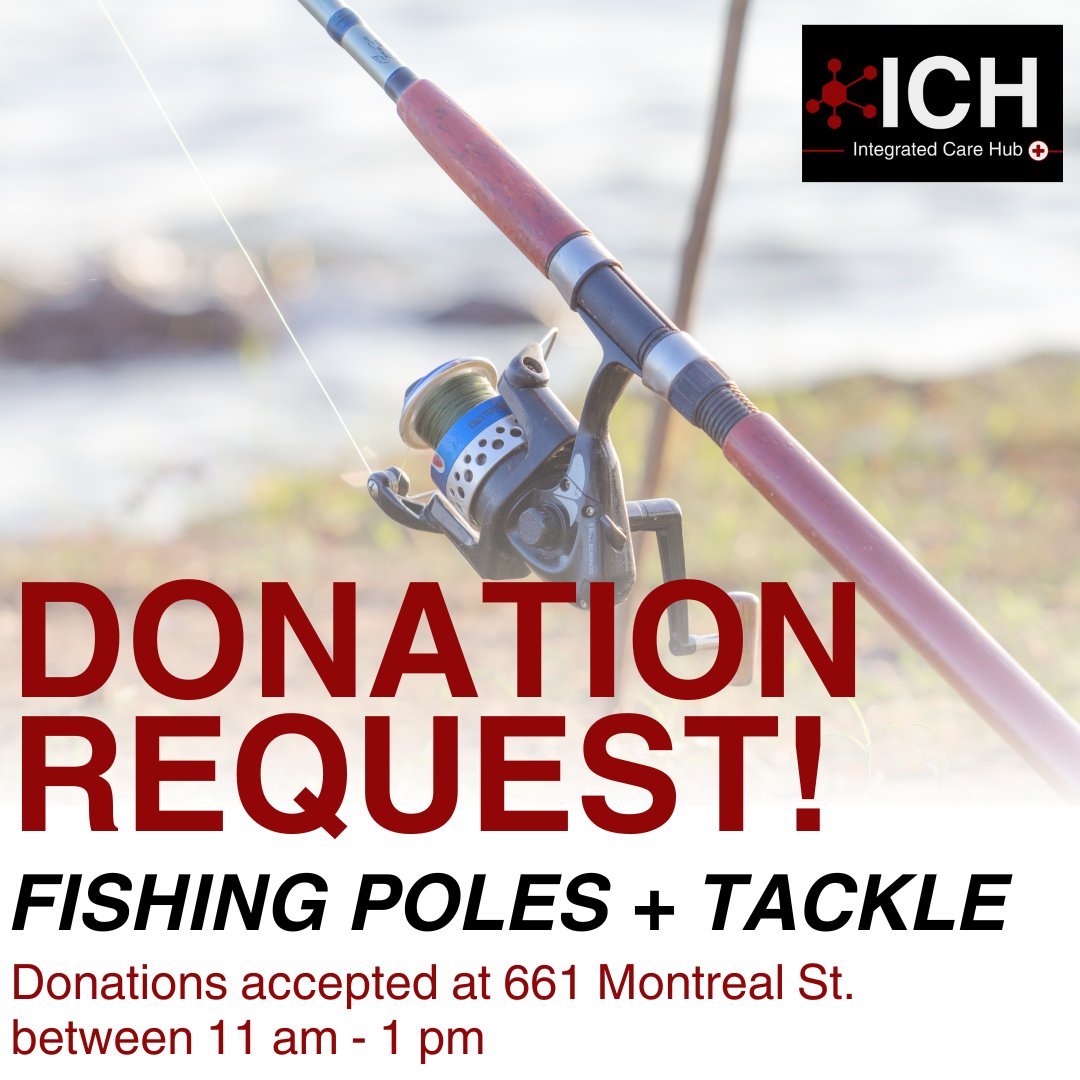 🎣#HelpTheHub go fishing ! 🐟

We’re looking for new/gently used fishing poles + tackle so we can go fishing with ICH visitors this season.

Donations are accepted gratefully daily between 11 AM and 1 PM @ 661 Montreal St. or call 613-329-6417 

Thank you for your support!