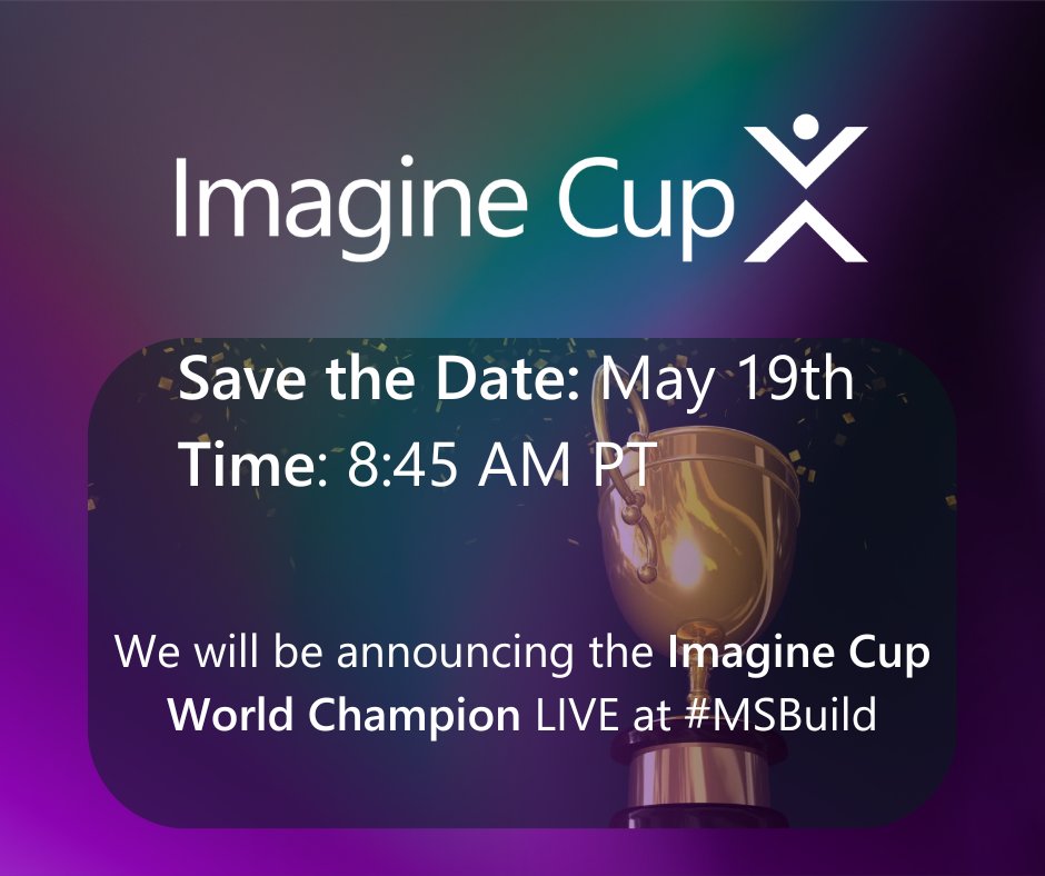 It all comes down to this! 

On May 19 at 8:45 AM PT, the winner of the 2025 #ImagineCup World Championship will be revealed LIVE at #MSBuild! 

Three incredible student startups—Argus, HairMatch, and <a href="/signvrse/">Signvrse</a>—are ready to take the global stage. Who will take home the trophy? 🏆